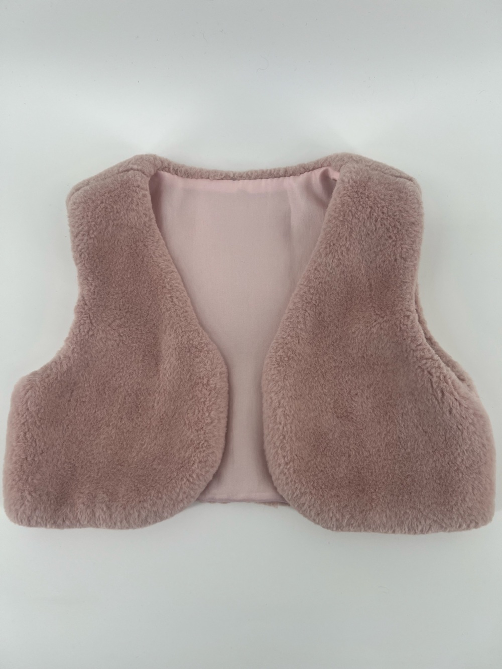 Pale Pink 2T Faux Fur vest, vintage 70’s, boho